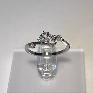 925 Sterling Silver Stars and Diamonds Ring